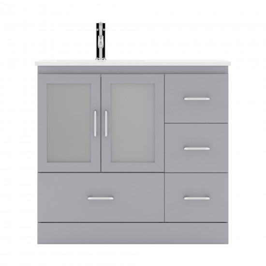 Zola 36" Single Bath Vanity in Gray and Square Sink