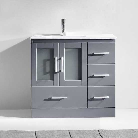 Zola 36" Single Bath Vanity in Gray and Square Sink