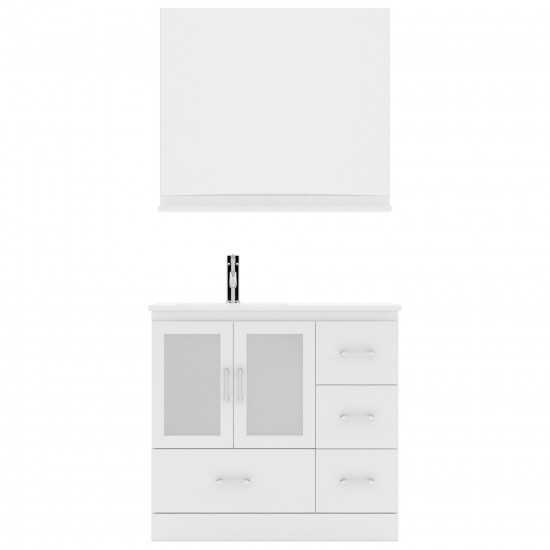 Zola 36" Single Bath Vanity in White and Square Sink and Matching Mirror