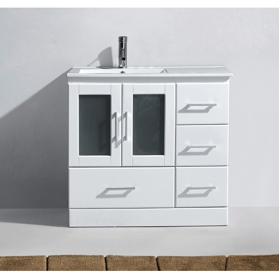 Zola 36" Single Bath Vanity in White and Square Sink