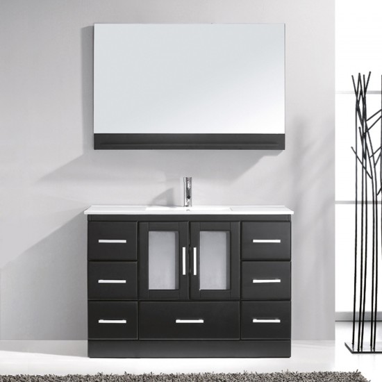 Zola 48" Single Bath Vanity in Espresso and Square Sink and Matching Mirror