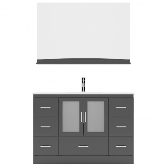 Zola 48" Single Bath Vanity in Espresso and Square Sink with Brushed Nickel Faucet and Matching Mirror