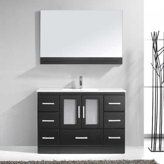 Zola 48" Single Bath Vanity in Espresso and Square Sink with Brushed Nickel Faucet and Matching Mirror