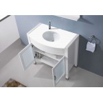 Ava 36" Single Bath Vanity in White with White Engineered Stone Top and Round Sink and Matching Mirror