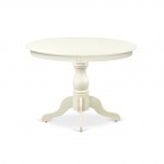 3 Pc Dining Set, Linen White Round Table, 2 Light Beige Comfortable Chairs, High Back, Linen White Finish