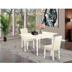 3Pc Dining Set, Wood Table, 2 Upholstered Chairs, Light Beige Color, Drop Leaf Table, Linen White