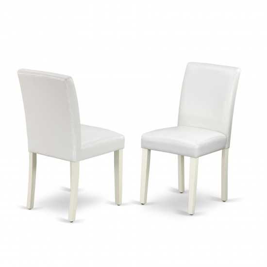 3 Pc Dining Set, 1 Drop Leaves Table, 2 White Pu Leather Upholstered Chairs, High Back, Linen White Finish