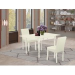 3Pc Dining Set For 2, Table, 2 Chairs, White Color Pu Leather, Drop Leaf Table, Linen White