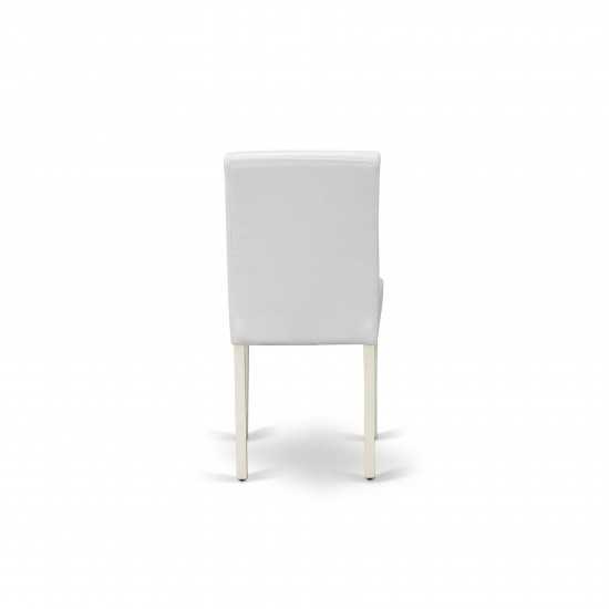 3Pc Square 36" Kitchen Table, Pair Of Parson Chair, Linen White Leg, Pu Leather Color White