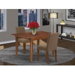 3Pc Rectangle 42/53.5" Dinette Table, 12 In Butterfly Leaf, Pair Of Parson Chair, Mahogany Leg, Coffee