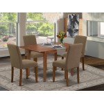 5Pc Rectangle 48/60" Kitchen Table, 12 In Butterfly Leaf, 4 Parson Chair, Mahogany Leg, Coffee