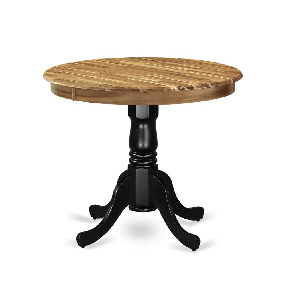 Dining Table Acacia Wood, Wood Texture Top, 36", Wirebrushed Black Pedestal Dining Table Acacia Wood, Wood Texture Top, 36", Wirebrushed Black Pedestal