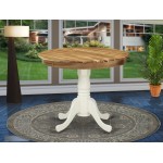 Dining Table Made Of Acacia Wood, Wood Texture Top, 36" Round, White Pedestal