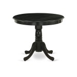 Dining Table Made Of Rubber Wood, 36 Inch Round, Wirebrushed Black Finish