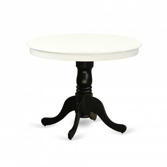 Antique Table 36" Round In Linen White And Black Finish