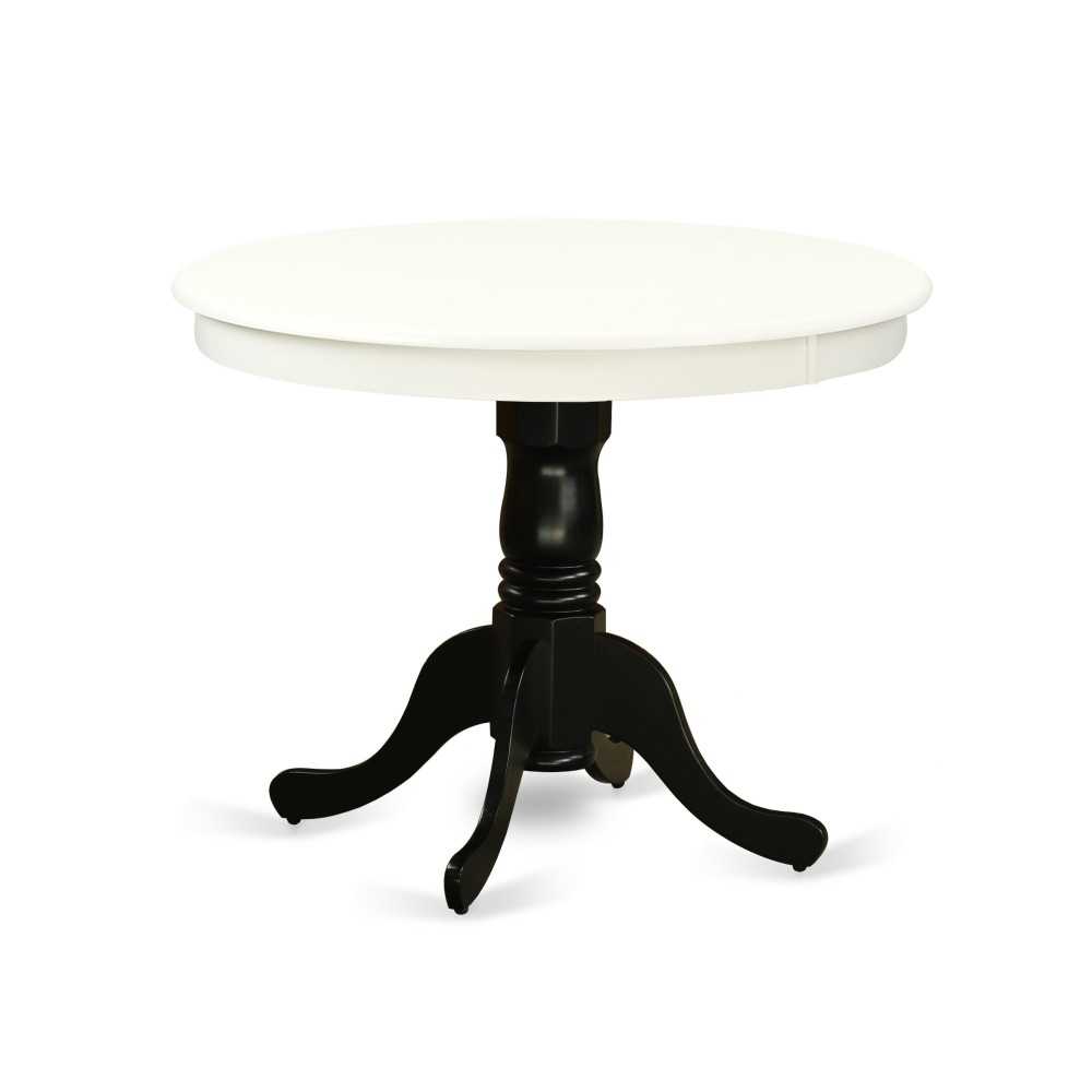 Antique Table 36" Round In Linen White And Black Finish Antique Table 36" Round In Linen White And Black Finish