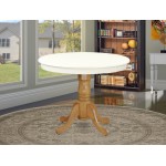 Antique Table 36" Round With Linen White And Oak Finish