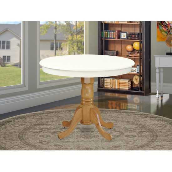 Antique Table 36" Round With Linen White And Oak Finish