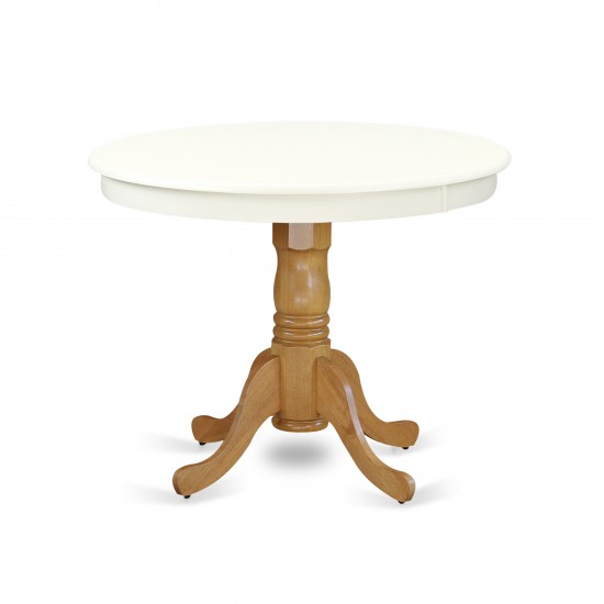 Antique Table 36" Round With Linen White And Oak Finish