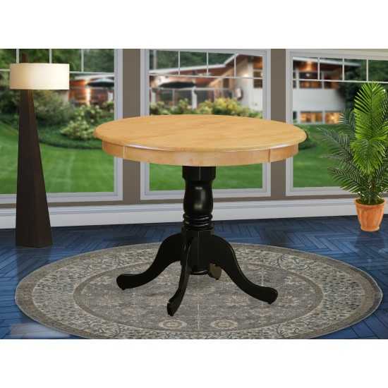 Antique Table 36" Round In Oak And Black Finish