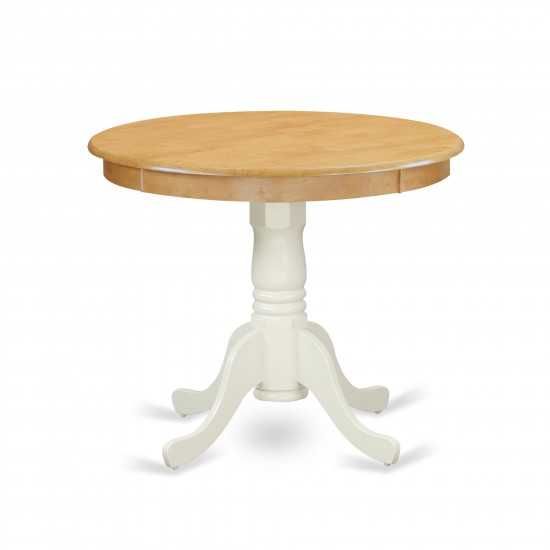 Antique Table 36" Round With Oak And Linen White Finish