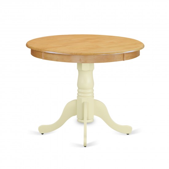 Antique Table 36" Round In Oak And Buttermilk Finish