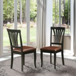 Avon Chair For Dining Room With Faux Leather Seat - Black Finish - Set Of 2