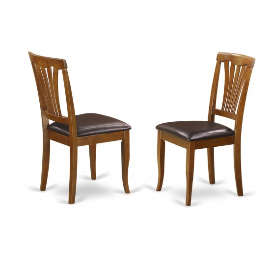 Avon Kitchen Dining Chair With Faux Leather Seat - Saddle Brow- Set Of 2