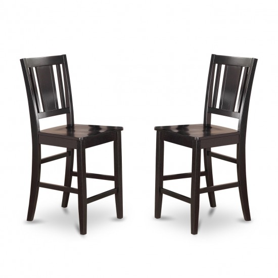 Buckland Counter Height Chair For Dining Room, Wood Seat In Black- Set Of 2