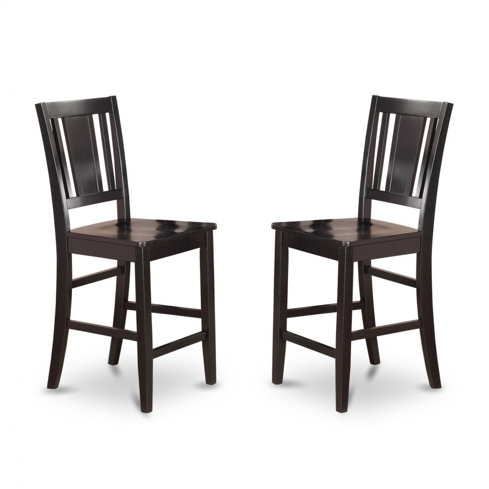 Buckland Counter Height Chair For Dining Room, Wood Seat In Black- Set Of 2