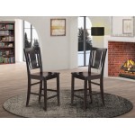 Buckland Counter Height Chair For Dining Room, Wood Seat In Black- Set Of 2