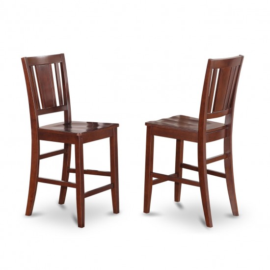 Buckland Counter Height Dining Room Chair With Wood Seat In Mahogany- Set Of 2