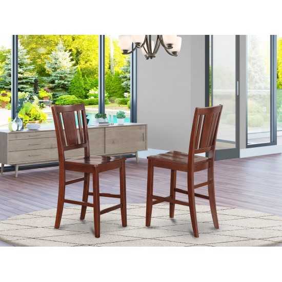 Buckland Counter Height Dining Room Chair With Wood Seat In Mahogany- Set Of 2