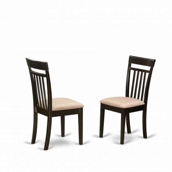 Capri Slat Back Chair For Dining Room With Fabric Seat - Set Of 2