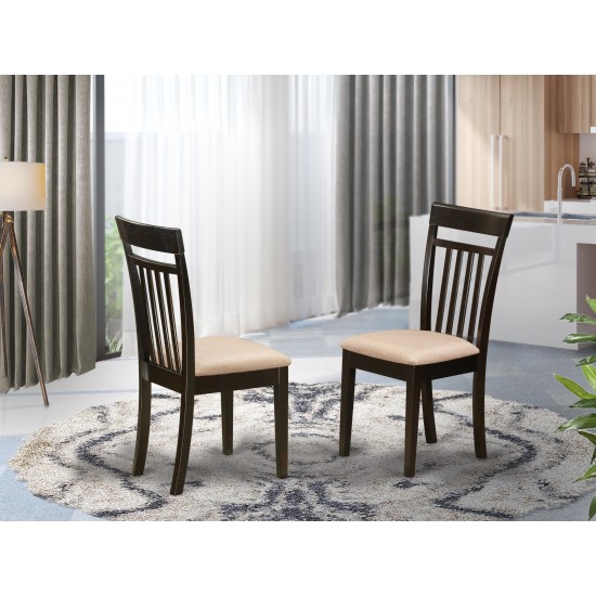 Capri Slat Back Chair For Dining Room With Fabric Seat - Set Of 2