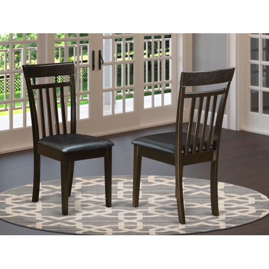Capri Slat Back Kitchen Chair With Leather Upholstered Seat - Set Of 2