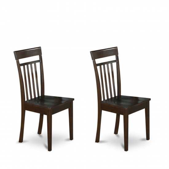 Capri Slat Back Kitche Dining Chair With Wood Seat - Set Of 2