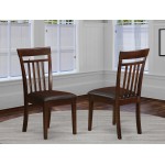 Capri Slat Back Chair For Dining Room, Leather Upholstered Seat - Set Of 2