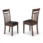 Capri Slat Back Chair For Dining Room, Leather Upholstered Seat - Set Of 2