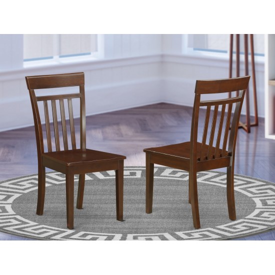 Capri Slat Back Chair For Dining Room With Wood Seat - Set Of 2