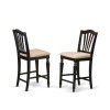 Chelsea Stools With Fabric Seat, 24" Seat Height In Black Finish - Set Of 2