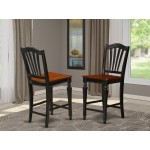 Chelsea Stools With Wood Seat, 24" Seat Height - Black Finish - Set Of 2