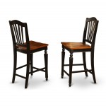 Chelsea Stools With Wood Seat, 24" Seat Height - Black Finish - Set Of 2