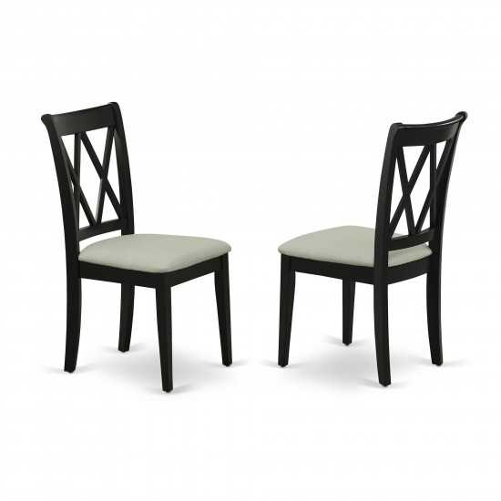 Clarksville Double X-Back Chairs, Linen Fabric Fabric Seat In Black- Set Of 2