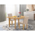 3Pc Rectangle 42/53.5" Dinette Table, 12 In Butterfly Leaf, Pair Of Parson Chair, Oak Leg, Light Fawn