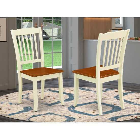 Danbury Vertical Slatted Back Chairs In Buttermilk Finish - Set Of 2