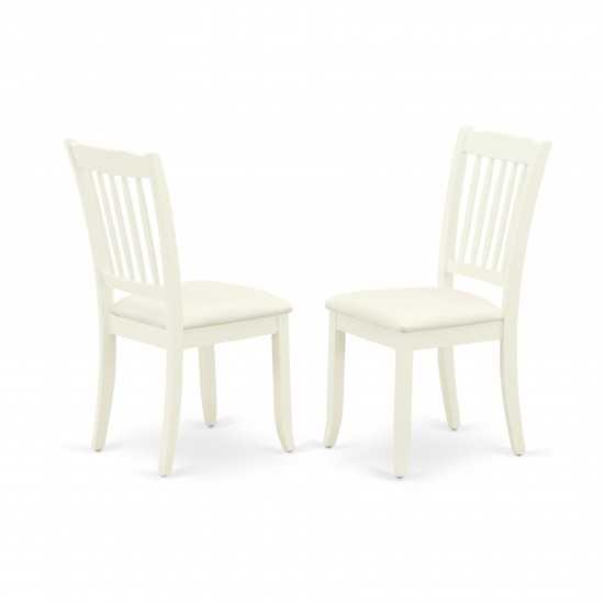 Vertical Slatted Back Chairs, Fabric Fabric Seat In White- Set Of 2