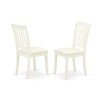 Vertical Slatted Back Chairs, Fabric Fabric Seat In White- Set Of 2