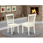 Vertical Slatted Back Chairs, Fabric Fabric Seat In White- Set Of 2