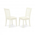 Vertical Slatted Back Chairs, Fabric Fabric Seat In White- Set Of 2